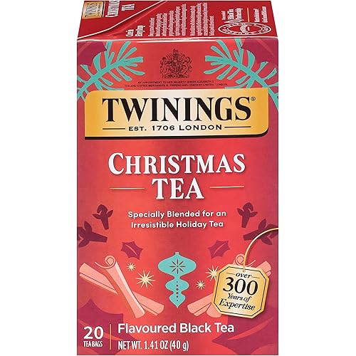 Twinings Christmas Black Tea Individually Wrapped Bags, 20 Count (Pack of 1), Aromatic Cinnamon & Clove, Caffeinated, Enjoy Hot or Iced, 20 Teabags