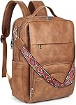 SYTRAH Leather Laptop Backpack for Women, 15.6 inch Computer Daypack