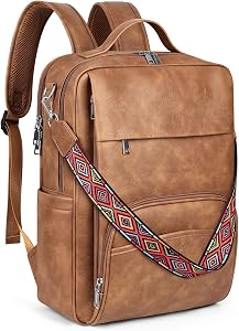 SYTRAH Leather Laptop Backpack for Women, 15.6 inch Computer Daypack