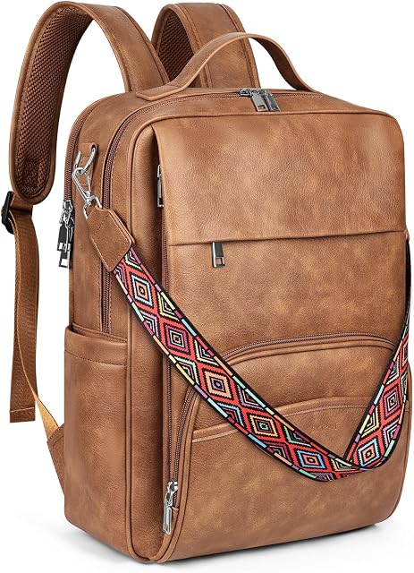 SYTRAH Sac à dos en cuir pour femmes, 15.6 daypack informatique de pouce
