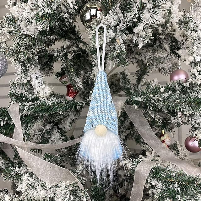 LORDWEY Christmas Gnome, Christmas Tree Hanging Decoration Santa Plush Doll Ornaments for Home Cristmas Decor Xmas New Year Gift, Xmas Tree Hanging Ornament Doll Decoration (Blue)