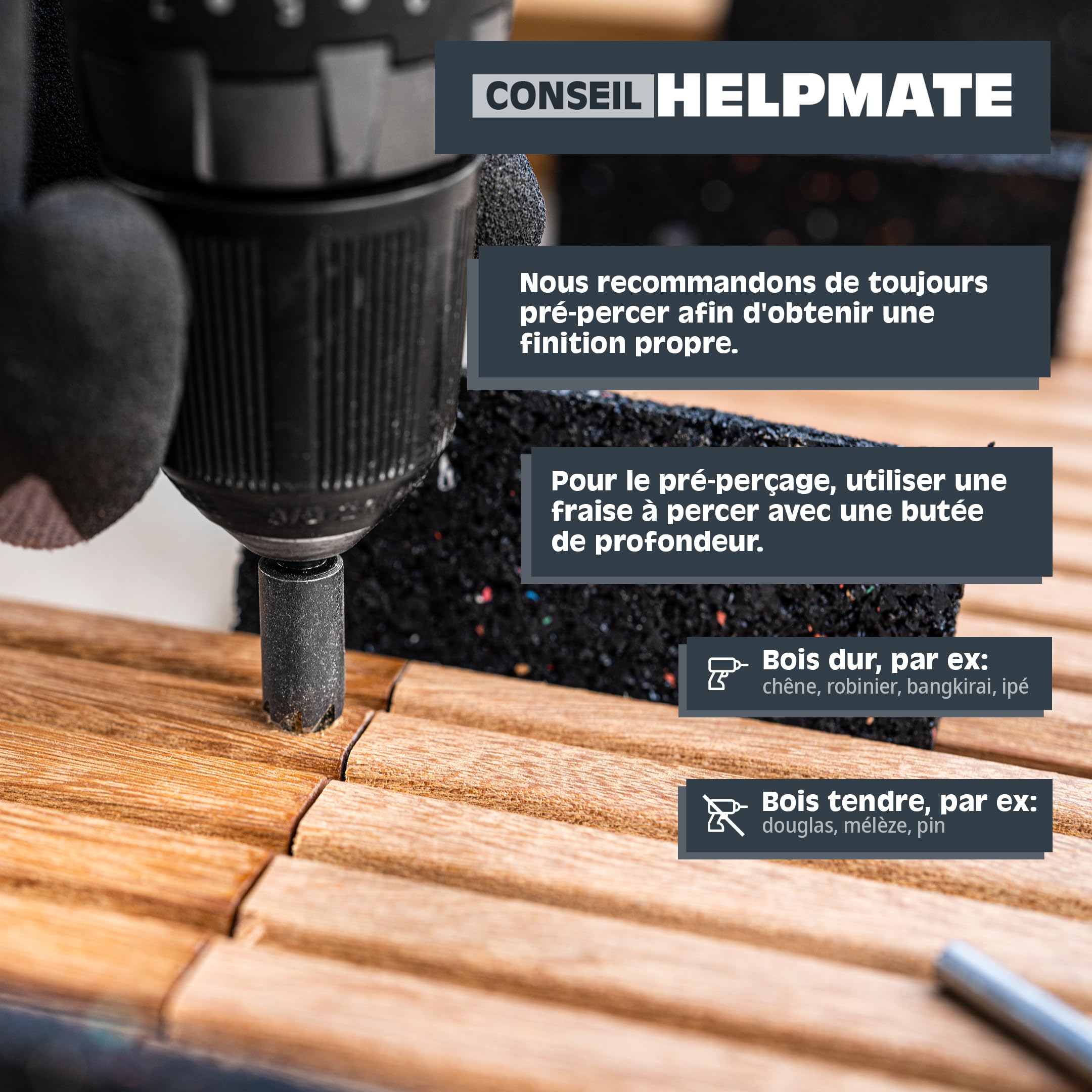 HELPMATE – Tornillos de terraza 5 x 70 acero inoxidable A2 – 1000 tornillos para tablones + puntas T25 – Tornillos para terrazas para exteriores (construcción de terrazas, casas de jardín, estructuras