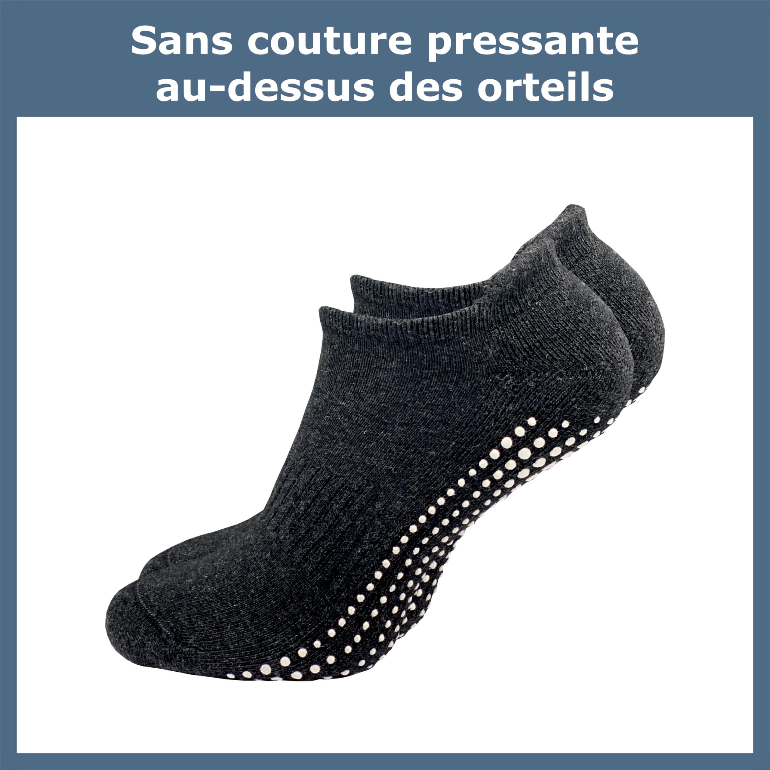 GAWILO Chaussettes antidérapantes femme (3 paires) | Chaussettes stoppeuses sans couture avec picots | Pilates & yoga