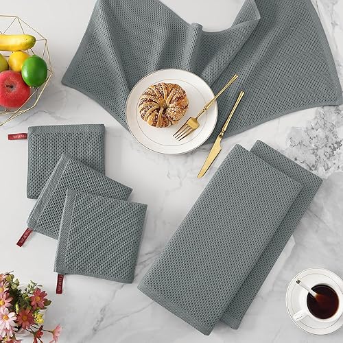 Miniatura 623 de Kitinjoy - Paños de cocina 100% algodón, paquete de 6 paños de cocina ultra suaves y absorbentes para secar platos, toallas de cocina de secado