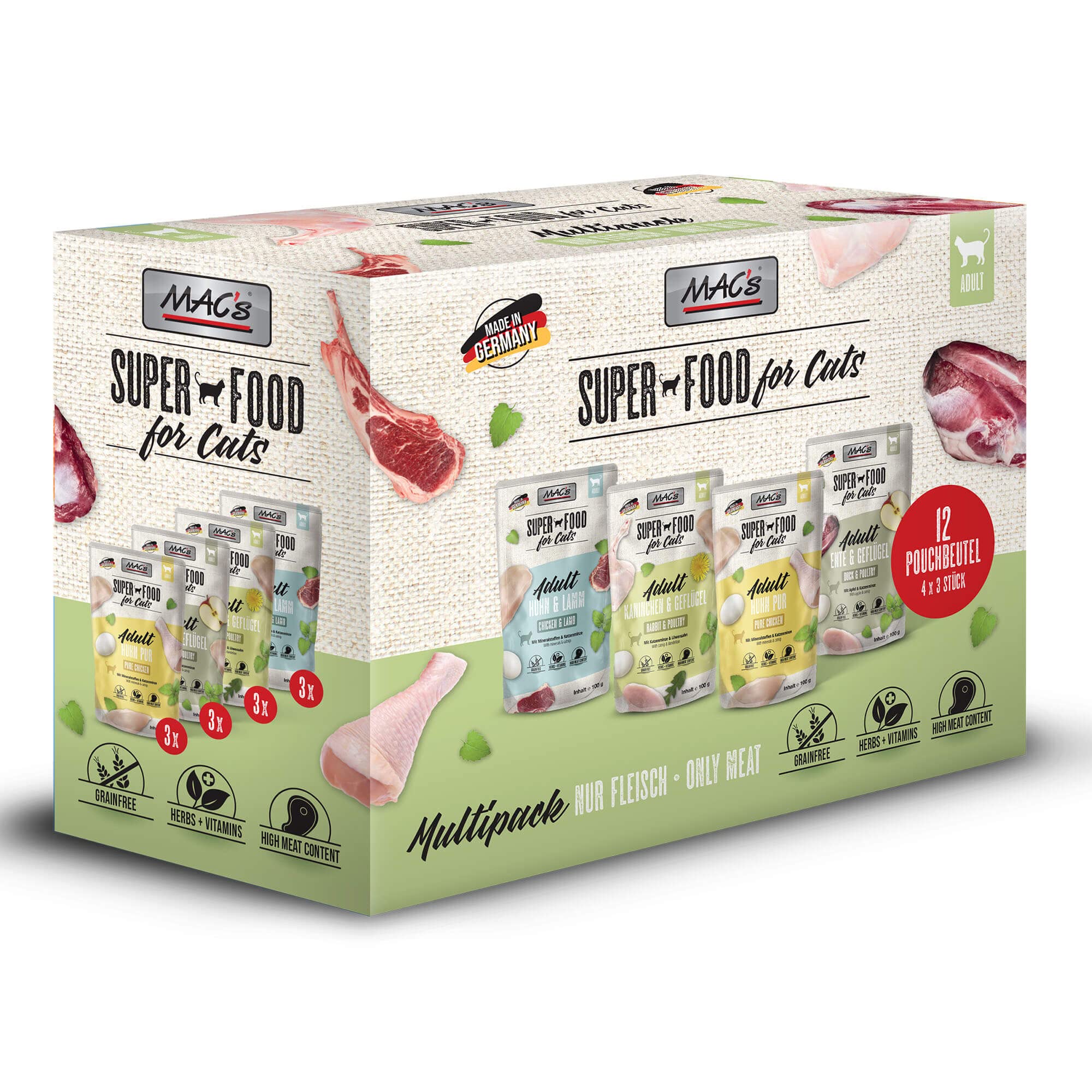 Multipack nur Fleisch,1.2kg, (3 Stk. pro Sorte 851, 853, 854, 855)