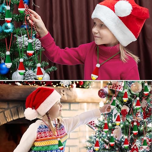 Miniatura 6 de Henoyso 36 collares de cascabel con sombrero de Papá Noel de Navidad, collares de cascabel a granel, collar de campana grande, sombrero de Papá Noel