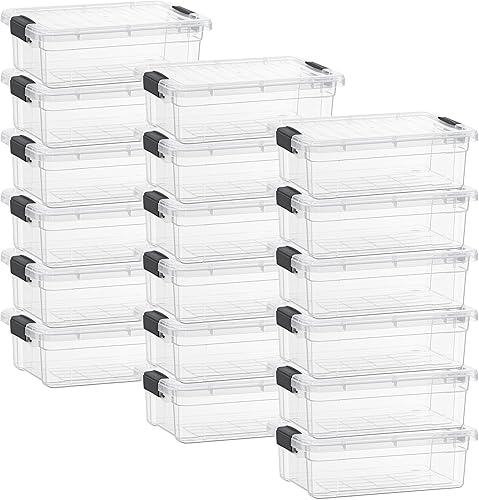 Miniatura 24 de Superio Cajas de almacenamiento transparentes con tapas, contenedores de plástico de 4.5 cuartos para organizar, cajas apilables, sin BPA, no