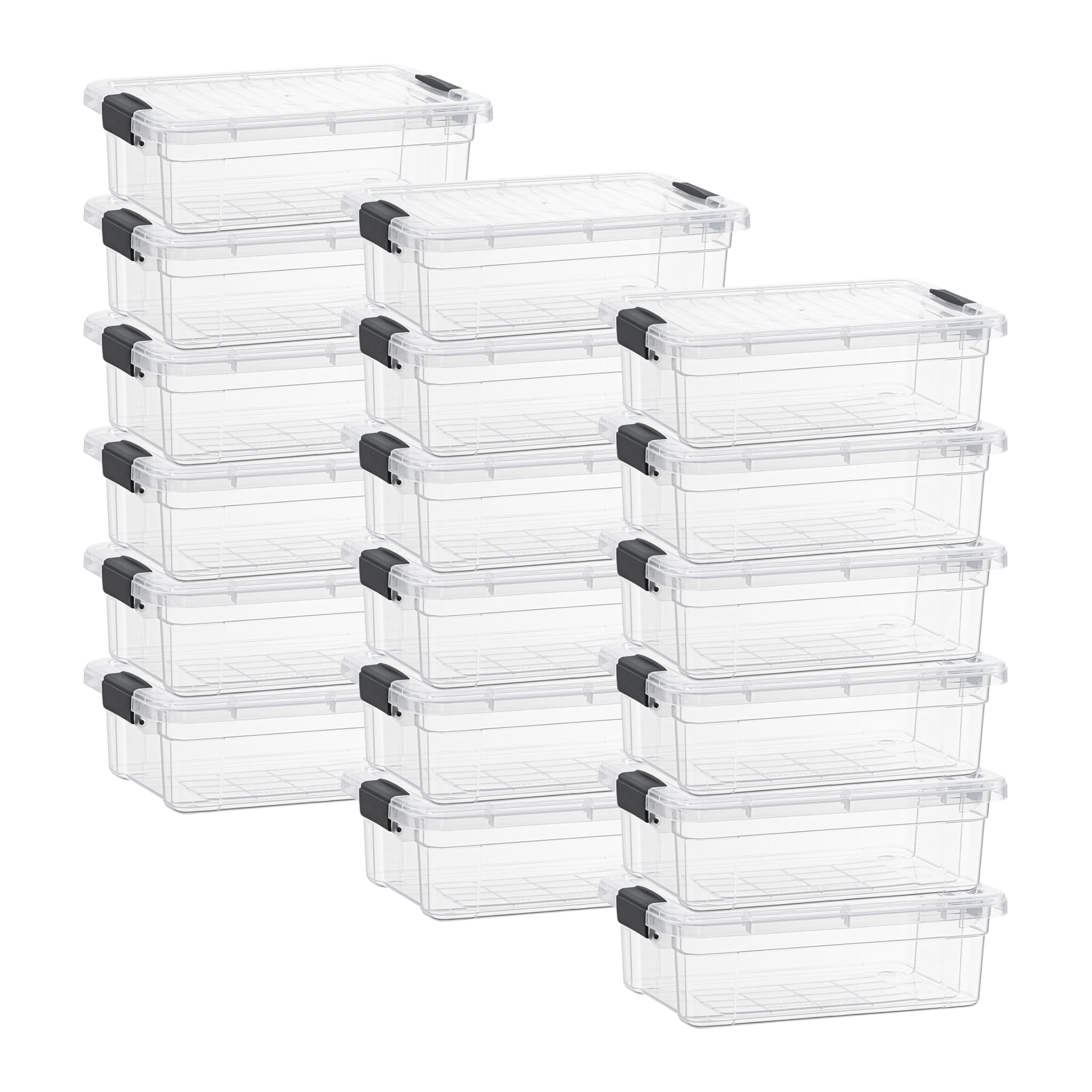 Superio 4.5 Quart Clear Plastic Storage Containers with Lids, Stackable Organizer Bins, BPA-Free Storage Boxes for Home, Office, Dorm &amp; Classroom, 18 Pack