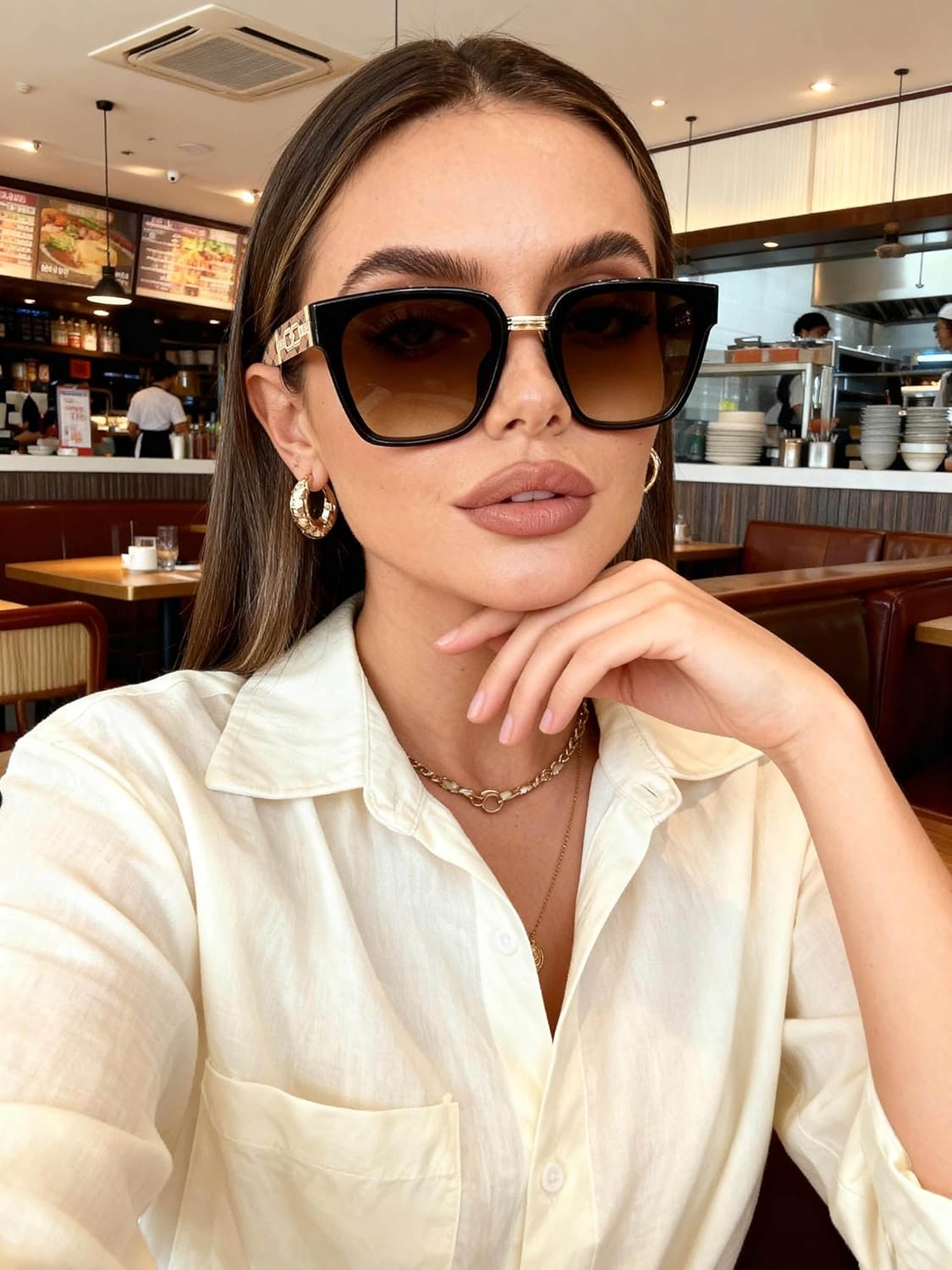 Retro 70s Square Sunglasses for Women Men Oversized Vintage Big Large Trendy Sun Glasses UV400 Protection - Image 7