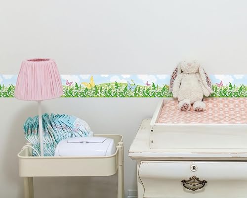 Vista 41 de FLFK Calcomanías de pared para despegar y pegar, para habitación de los niños, calcomanías de peces bajo el mar, 4 x 240 pulgadas (azul)