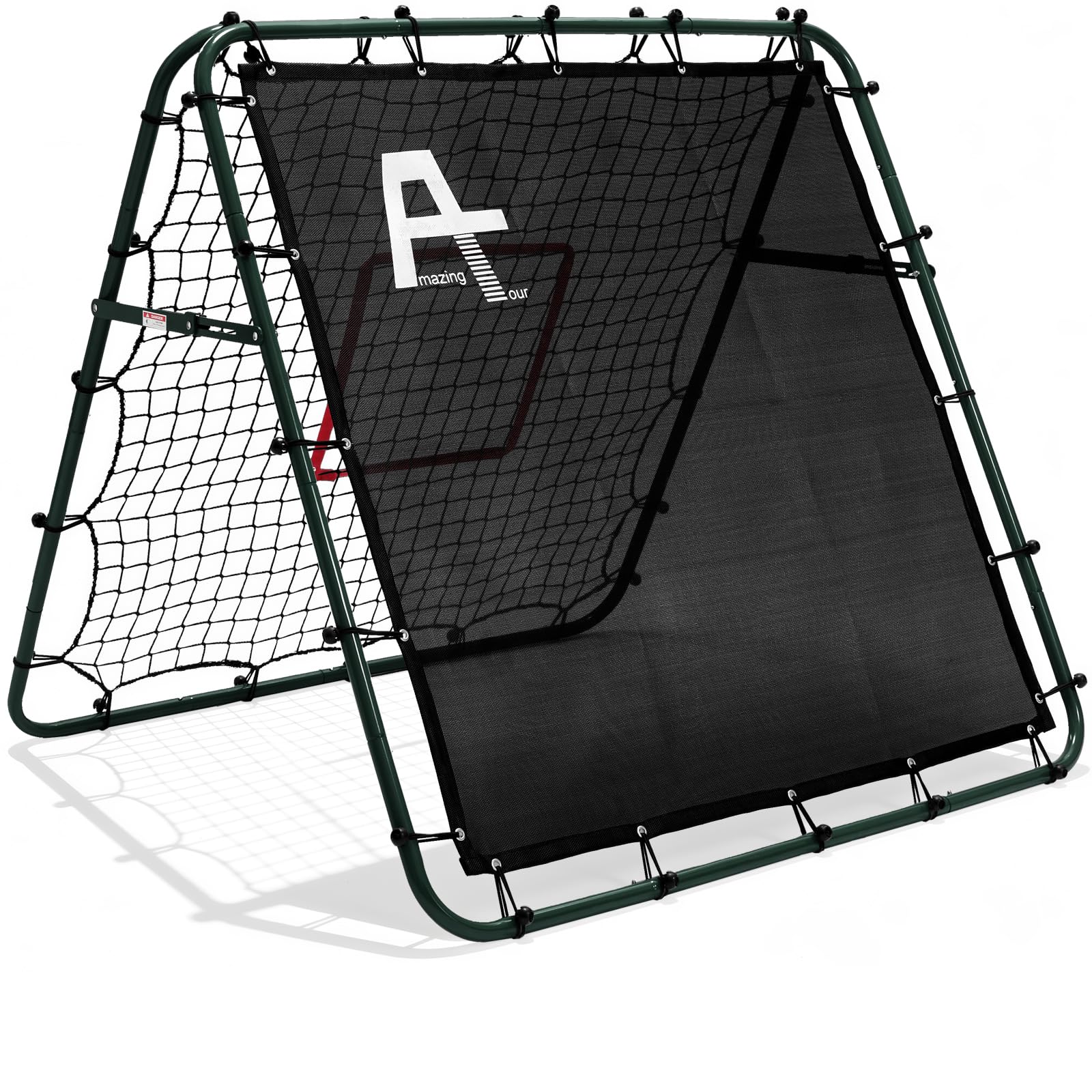 Adjustable Football Rebounder Net – Double-Sided Soccer Training Goal for Kids & Adults, Portable PE Mesh Kickback Target for Shooting/Passing Practice – for Garden & Indoor Use, Green 120x120cm