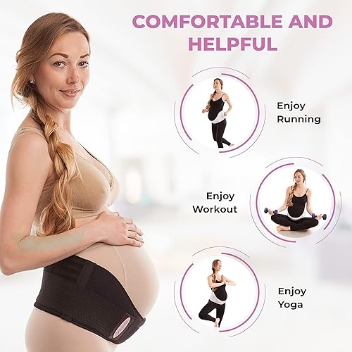 Miniatura 5 de GABRIALLA Cinturón de apoyo de maternidad con forro de algodón transpirable, ayuda a prevenir las estrías y aliviar el dolor de espalda baja, la