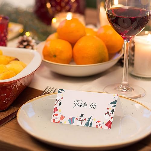 Miniatura 7 de Aboofx 100 tarjetas de lugar negras para bodas o fiestas, puntuadas para facilitar el plegado, tarjetas de lugar para el montaje de mesa, etiquetas