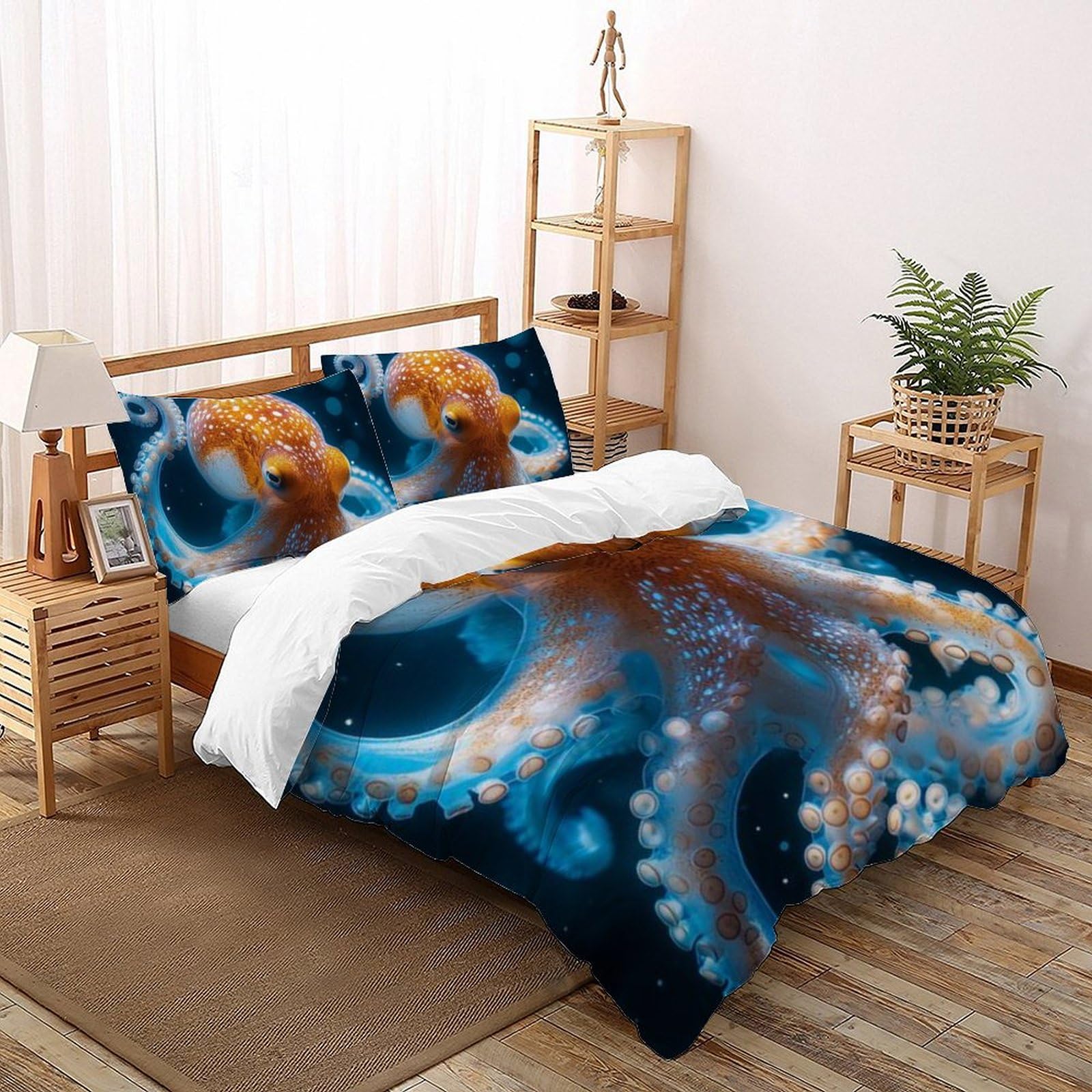 Housse de couette animaux imprimé 3D avec fermeture éclair pratique