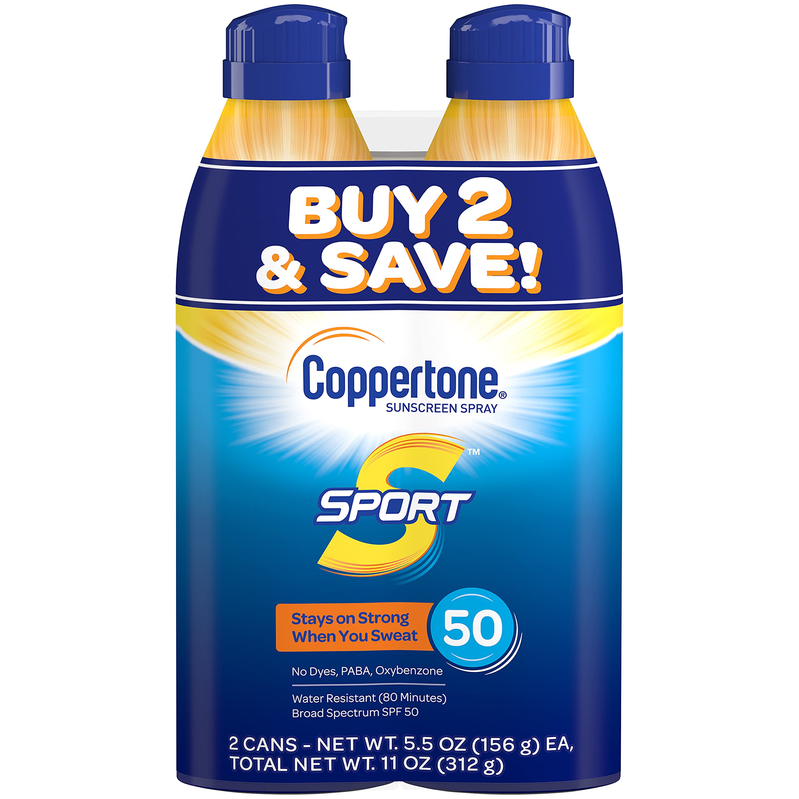 Coppertone SPORT Continuous Sunscreen Spray Broad Spectrum SPF 50 (5.5