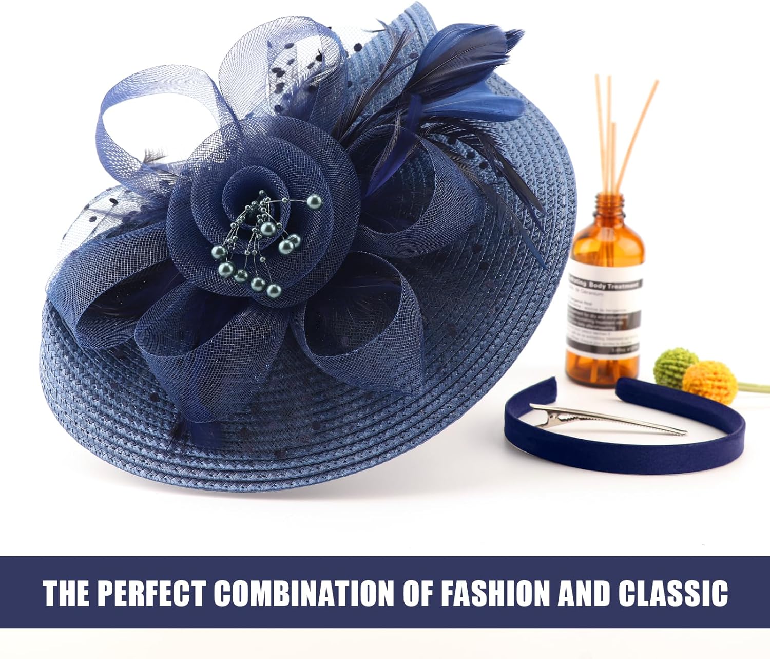 DRESHOW Fascinators Hat Flower Mesh Feathers Hat with a Headband and a Clip 7.9" Tea Party Headwear for Women - Image 7