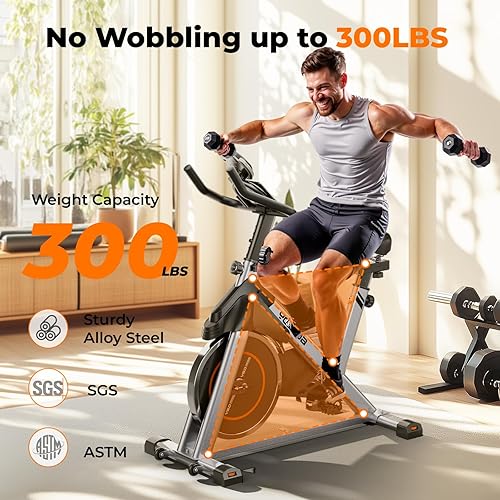 Vista 23 de YOSUDA Exercise Bike, Brake Pad Stationary Bike for Home with Exclusive App, Magnetic Indoor Cycling Bike with 300 lb Weight Capacity, Low Noise