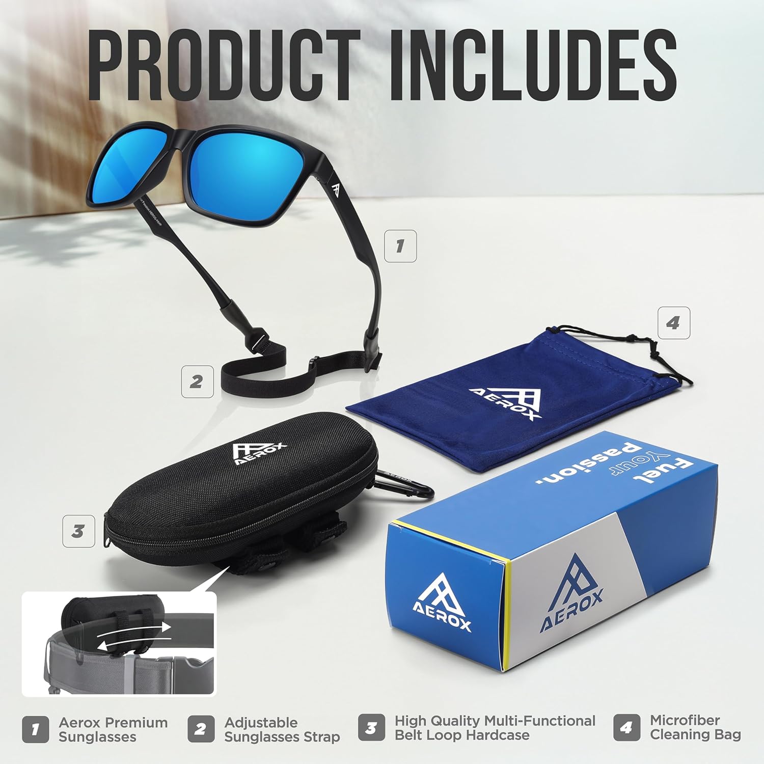 AEROX Oversized Polarized Sunglasses for Running, Cycling, Golf, and Driving - UV Protection Sports Glasses for Men, Women