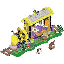 KAZI Creative Bee Train Building Set,1155 Pieces STEM Toy for Kids Age 8+,Fairy Tale Train Set with Tracks,Cute Bee Rhinoceros Beetle Figures and Street View,DIY Craft Kit for Girls Boys,Birthday Gift