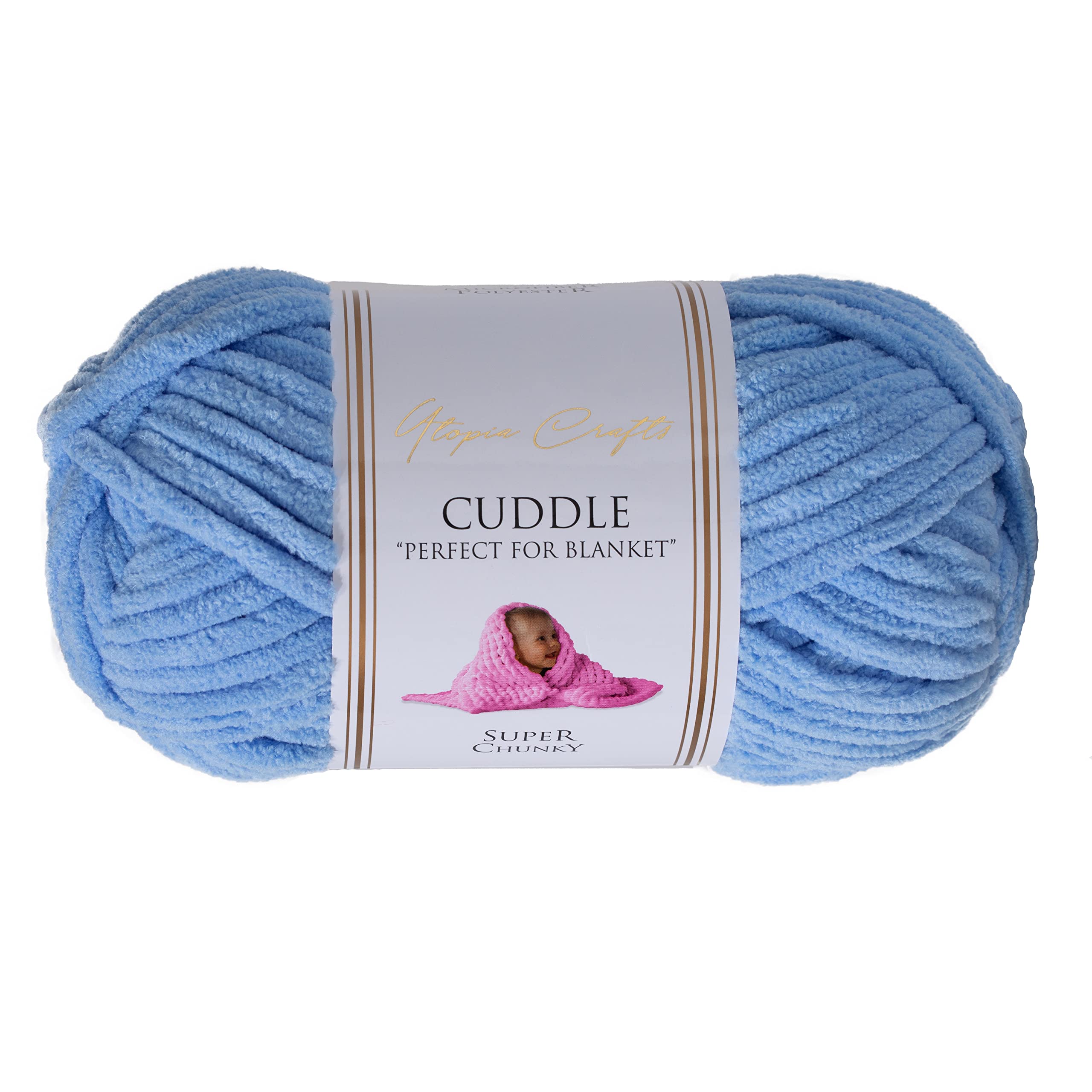 Cuddle Super Chunky Chenille Soft Yarn for Knitting and Crochet, 100g - 60m (Sky)