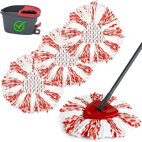 Paquete de 3 repuestos mejorados de limpieza profunda compatibles con O Cedar EasyWring Spin Mop & Bucket System Recambio de cabezales de trapeador
