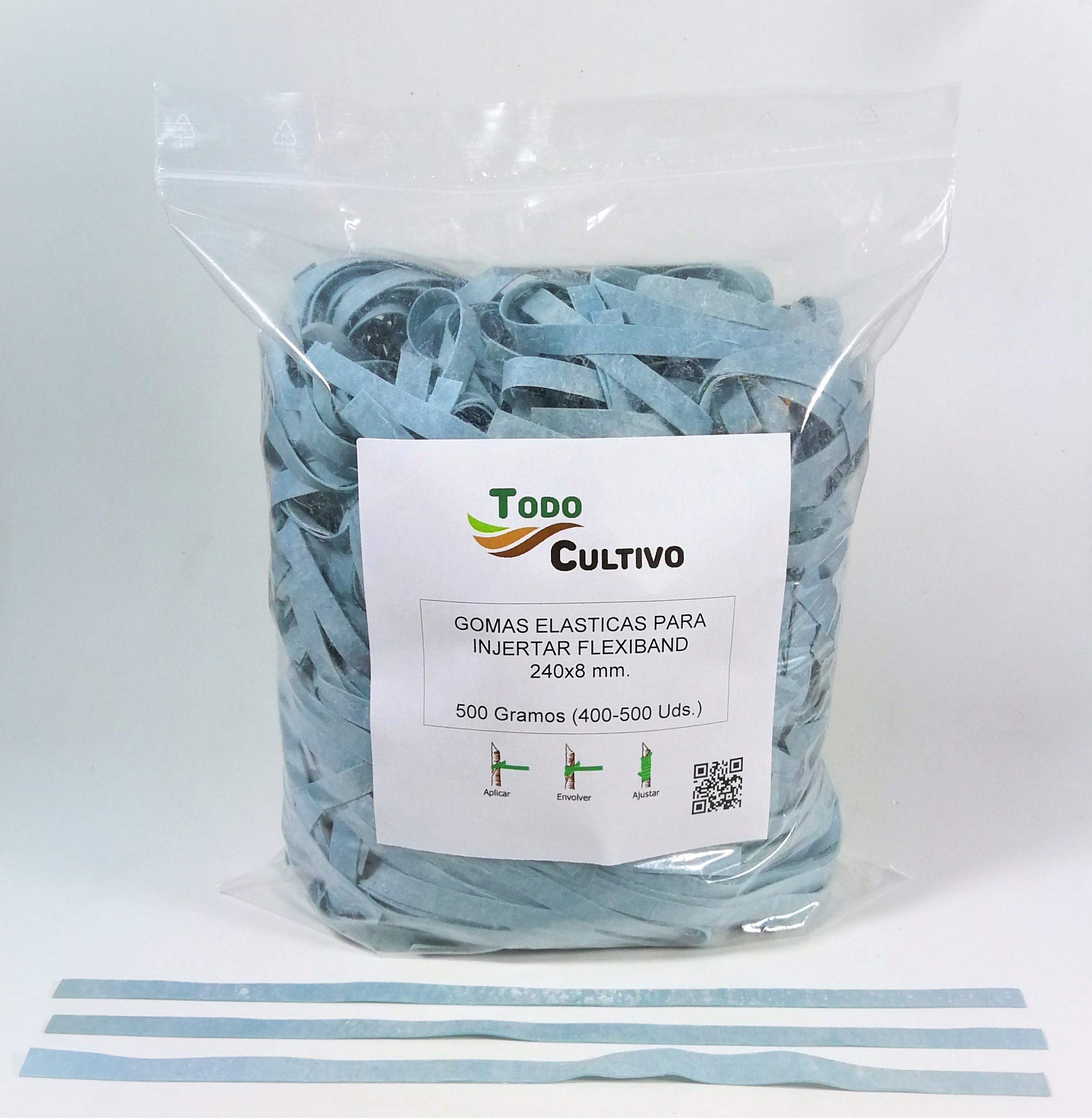 Caoutchouc élastique pour greffer des Arbres et des Plantes 240x8mm 500 GRS.