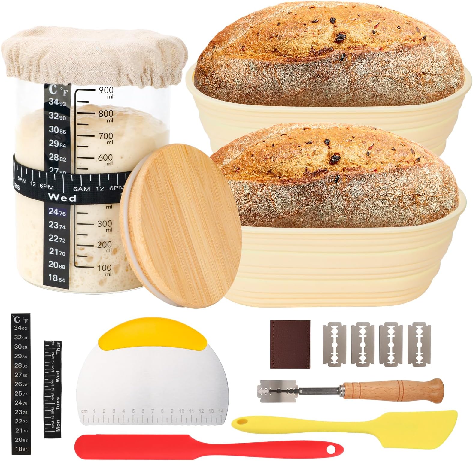 Amazon.com: 19PCS Sourdough Starter Kit, 35oz Sourdough Starter Jar ...