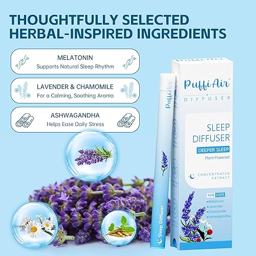Miniatura 4 de Lápiz difusor de hierbas, difusor de sueño con melatonina, lavanda, ashwagandha y manzanilla para apoyo calmante, intercambio totalmente natural,