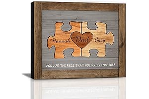 Personalized Father's Day Canvas Gift: Rustic Wood Puzzle Piece Sign