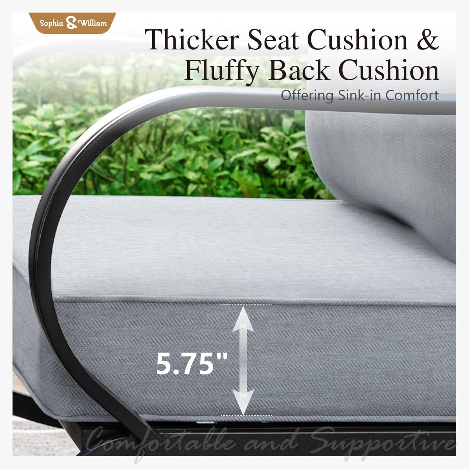 Sophia & William Patio Furniture Sets with 45" Gas Fire Pit Table for 7 Outdoor Conversation Sets 6 Pcs, 2 x Swivel Cushioned Sofa Chairs, 1x3-Seat Sofa, 2xOttomans for Backyard Poolside Grey