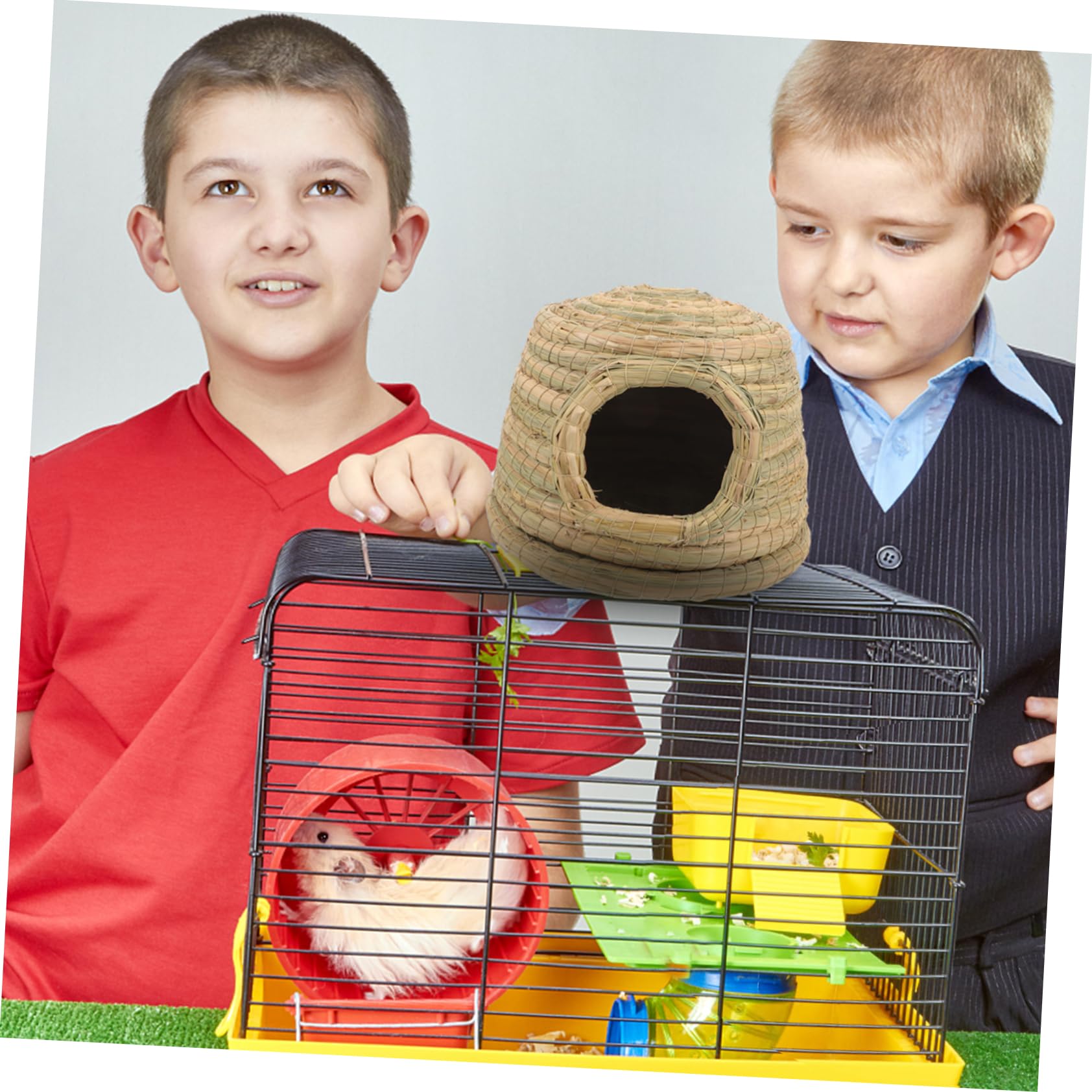 VANZACK Gewebtes Kaninchenbett aus Gras als Nest in Hellgrün | Kleintiere und Hamster, Dekorative Form, Ruhe und Spielbereich, aus Gras Geflochten