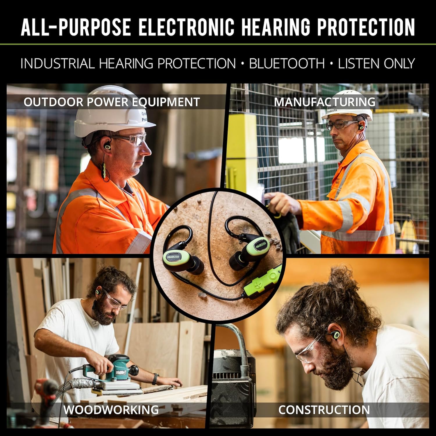 ISOtunes PRO 3.0 Industrial Listen Only Earbuds: Bluetooth 5.4 Earplug Headphones with 27dB Noise Reduction Rating, 20 Hour Battery, 82 dB Volume Limit, OSHA Compliant Hearing Protection
