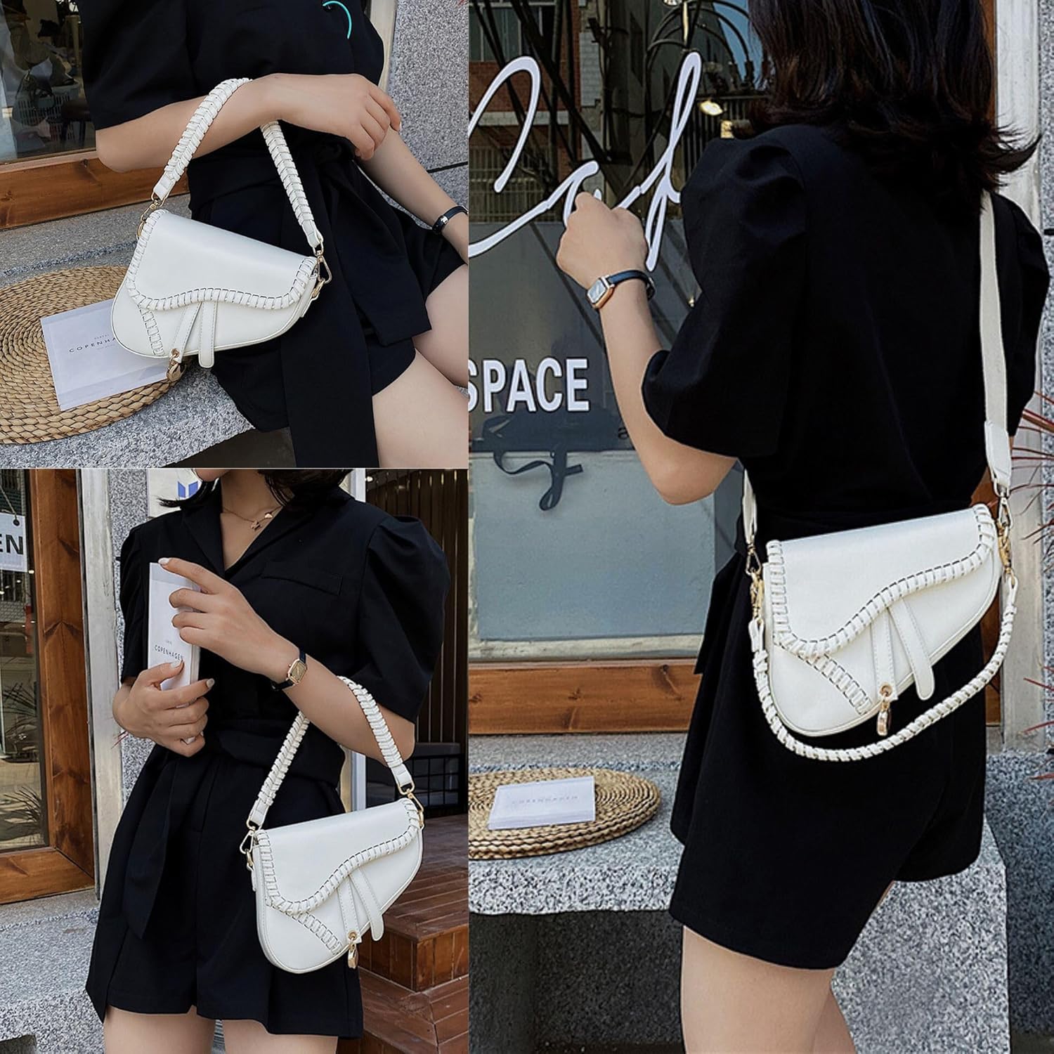 Saddle Shoulder Bag,Saddle Underarm Bag with Crossbody Shoulder Strap,Retro Crossbody Bags Underarm Vintage Handbag Satchel - Image 7