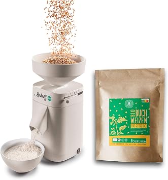 mockmill 100 grain mill made in Germany corundum and ceramic grinding stone (mockmill 100 + organic buckwheat)