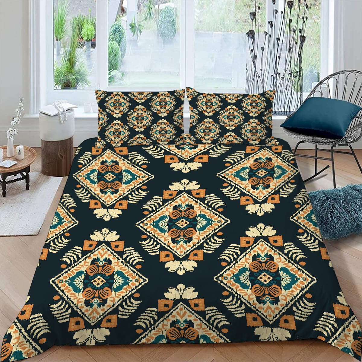 Parure de lit mandala 240x260 en microfibre douce avec fermeture éclair pratique