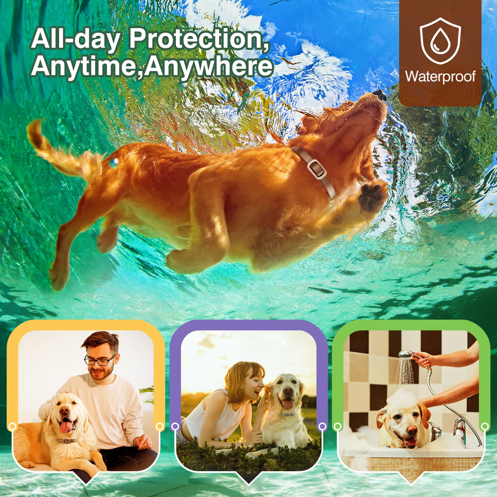 Flea Collar for Dogs, 4 Pack Flea and Tick, Dog Flea Collar with Natural Essential Oils, Adjustable Size for All Ages of Dogs(Black) - 4