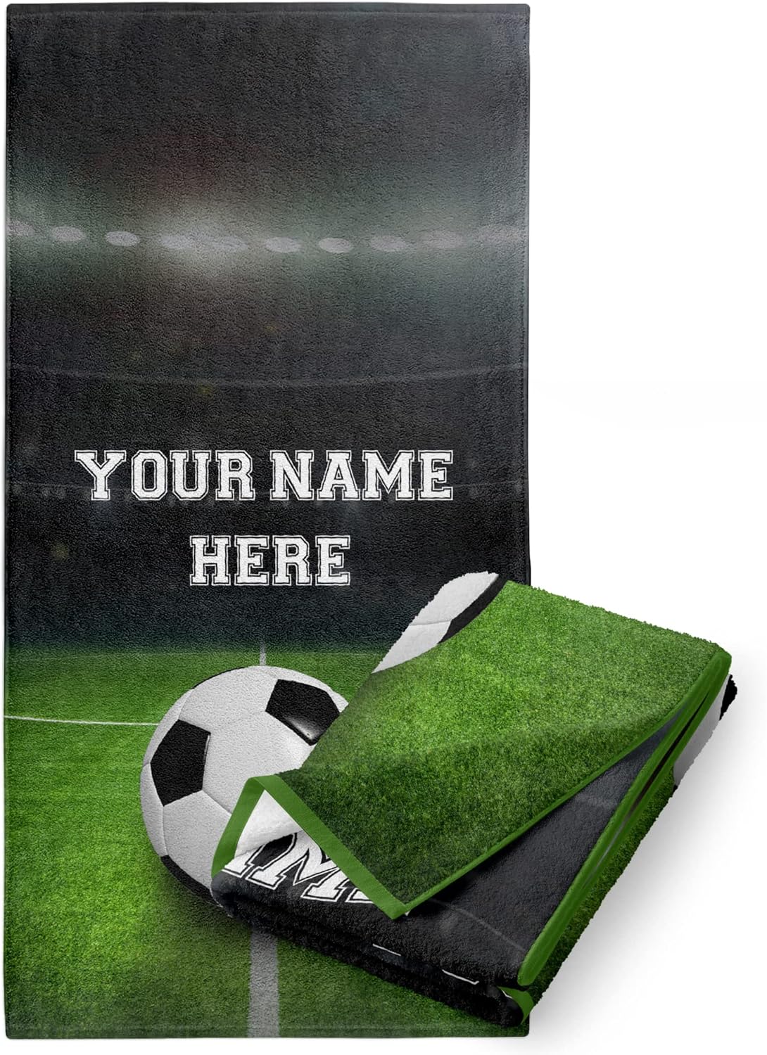 Personalized Kid’s Microfiber Beach Towel with American Flag and Hockey Player Stick Graphics for Boys, Custom Name, Soft and Absorbent Cotton, Quick Dry Pool, Bath, Travel Use, 30” x 60”
