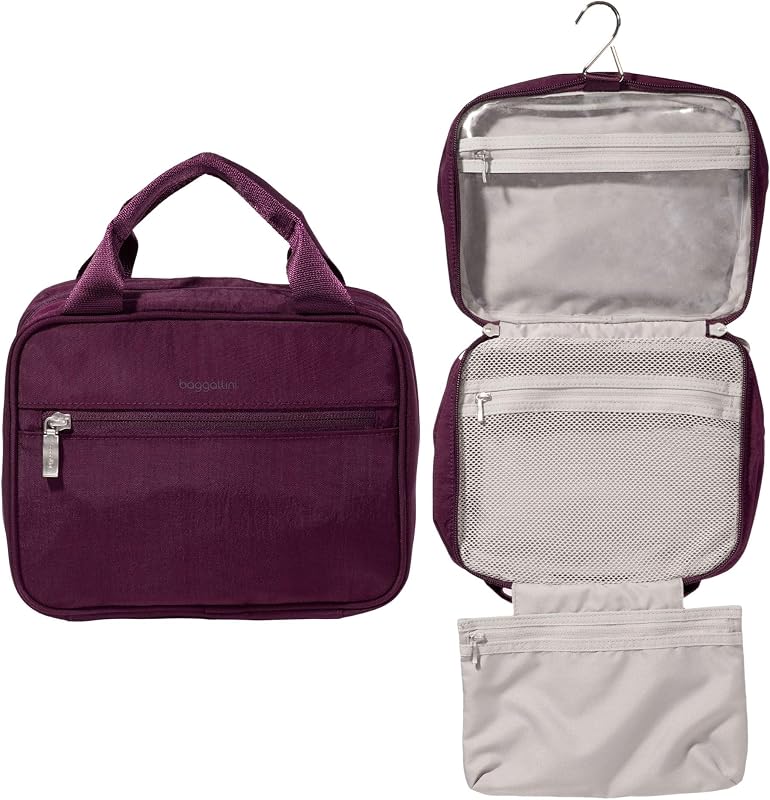 Necessaire de viagem suspensa Baggallini com zíper, nylon e gancho metálico, 1 unidade