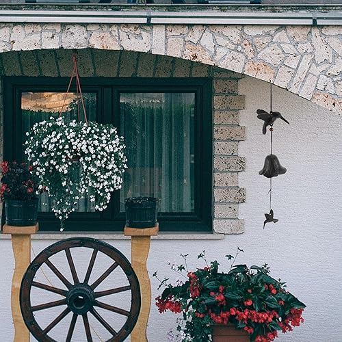 Miniatura 8 de Creative Hummingbird Retro Iron Wind Chime Hanging Doorbell Decor for Home Outdoor Use with Clear Sound and Cozy Atmosphere