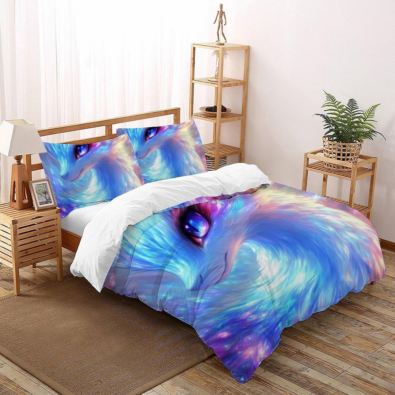 Housse de couette renard 3D 200x200cm pour éviter la décoloration et garder un lit doux