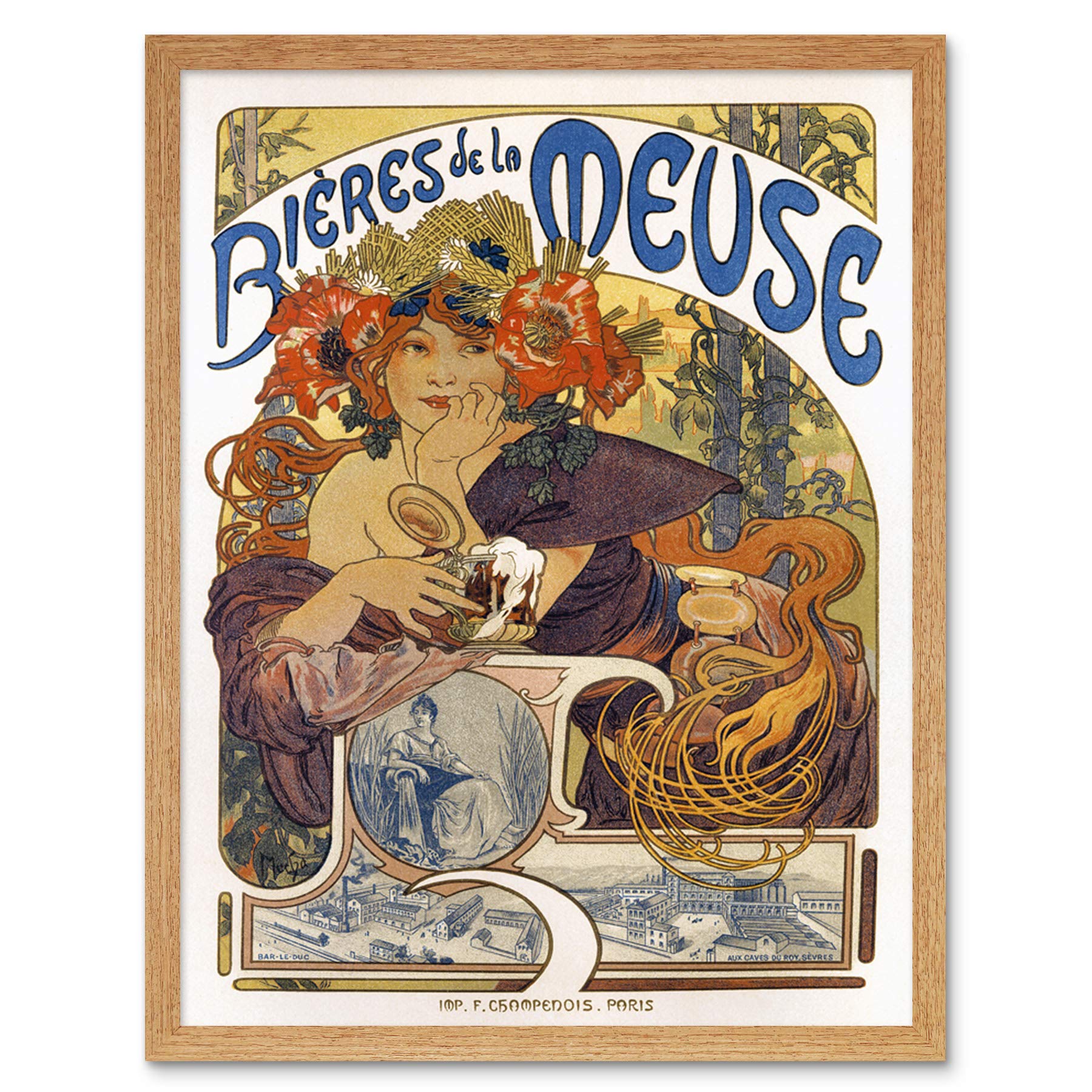 Wee Blue Coo Beer Of The Meuse Paris France Vintage Art Print Framed Poster Wall Decor 12x16 inch