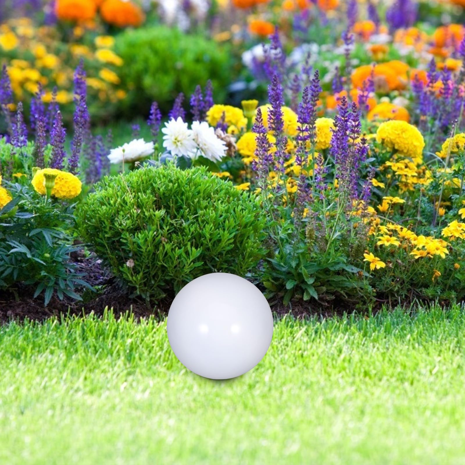 Sfera Riflettente da Giardino in Acciaio Inossidabile Bianco Finitura Specchiata per Decorazione Esterno e Effetto Visivo Interessante