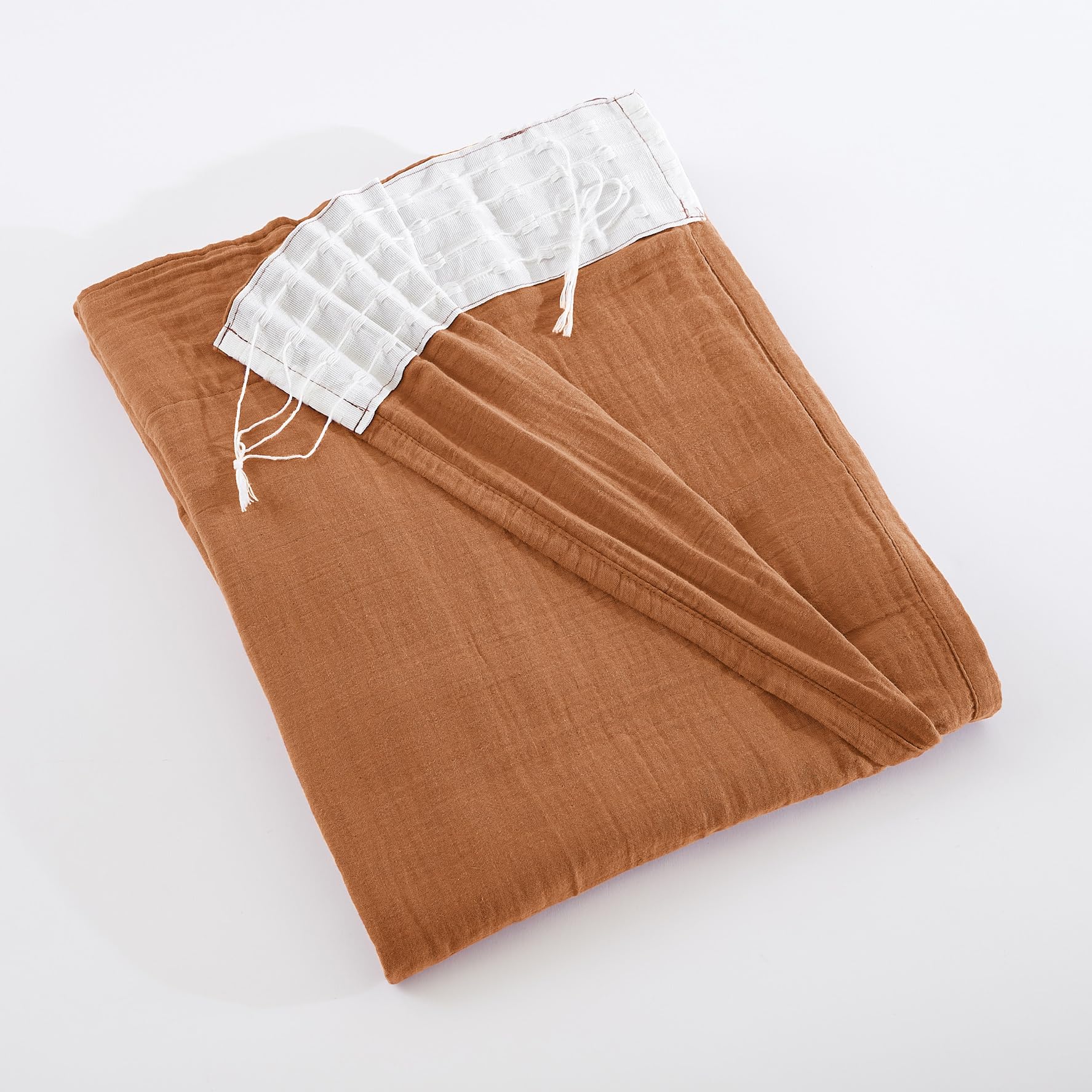 Rideau Galon Fronceur 140 x 240 cm – Double Gaze de Coton Gaïa Abricot