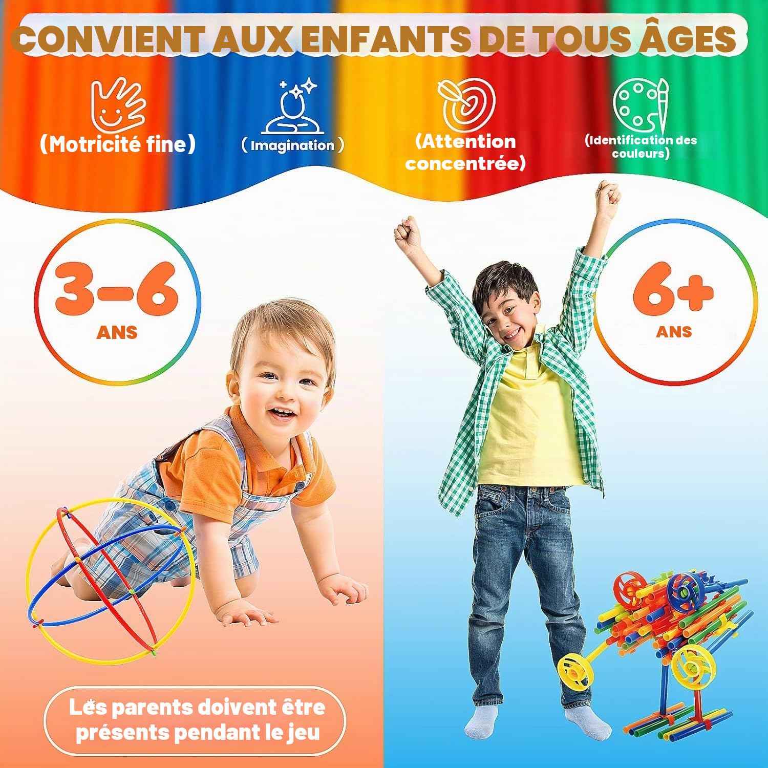 WYSWYG Construction Toys Building Blocks 1200 Pieces - Jouets de Construction créatifs pour garçons et Filles, Jouets éducatifs STEM pour Les âges de 3 4 5 6 7 8 et Plus