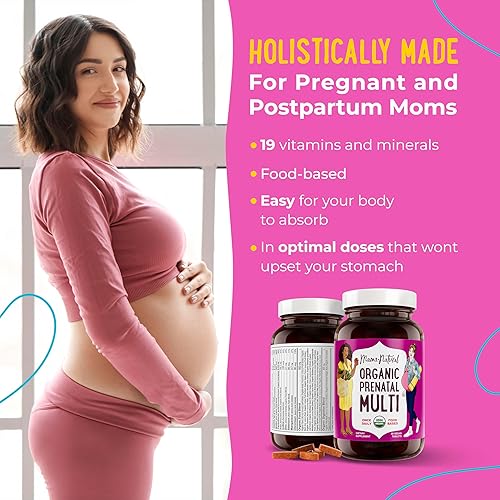 Miniatura 4 de Mama Natural Vitaminas prenatales orgánicas para mujeres veganas (30 porciones), vitaminas prenatales One A Day para mujeres embarazadas, a base de