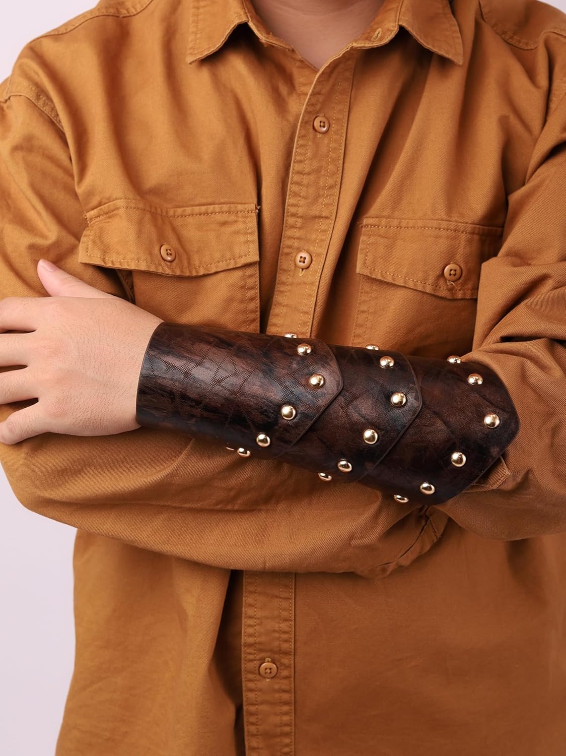 HAQUIL Medieval Brown Faux Leather Wrist Guard, Adjustable Viking Bracer, Norse Arm Guard for Costume and LARPs (1 piece) - Image 7