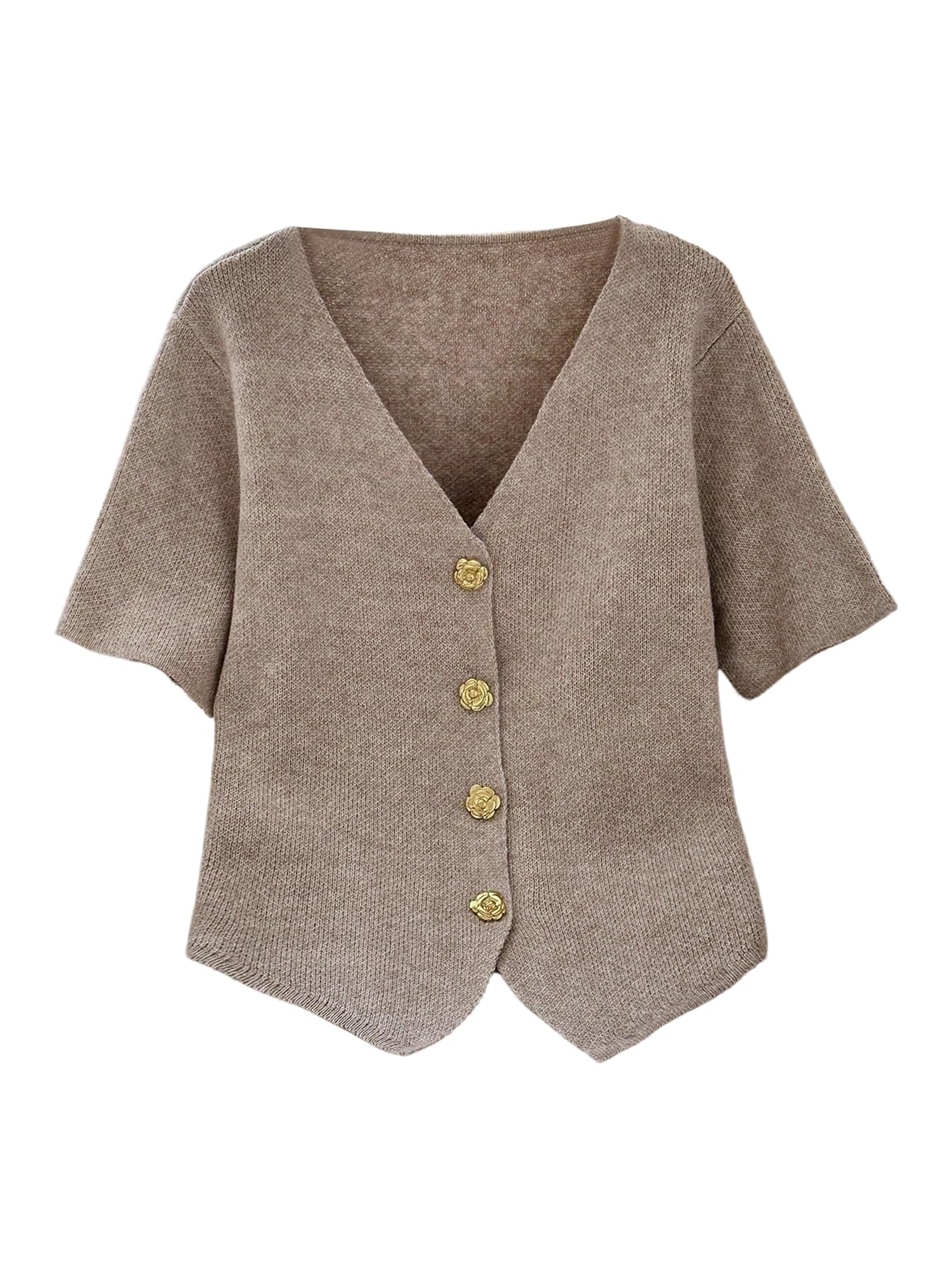 SOLY HUX Womens Plus Size Cardigan Sweaters V Neck Short Sleeve Button Down Knit Going Out Tops Fall