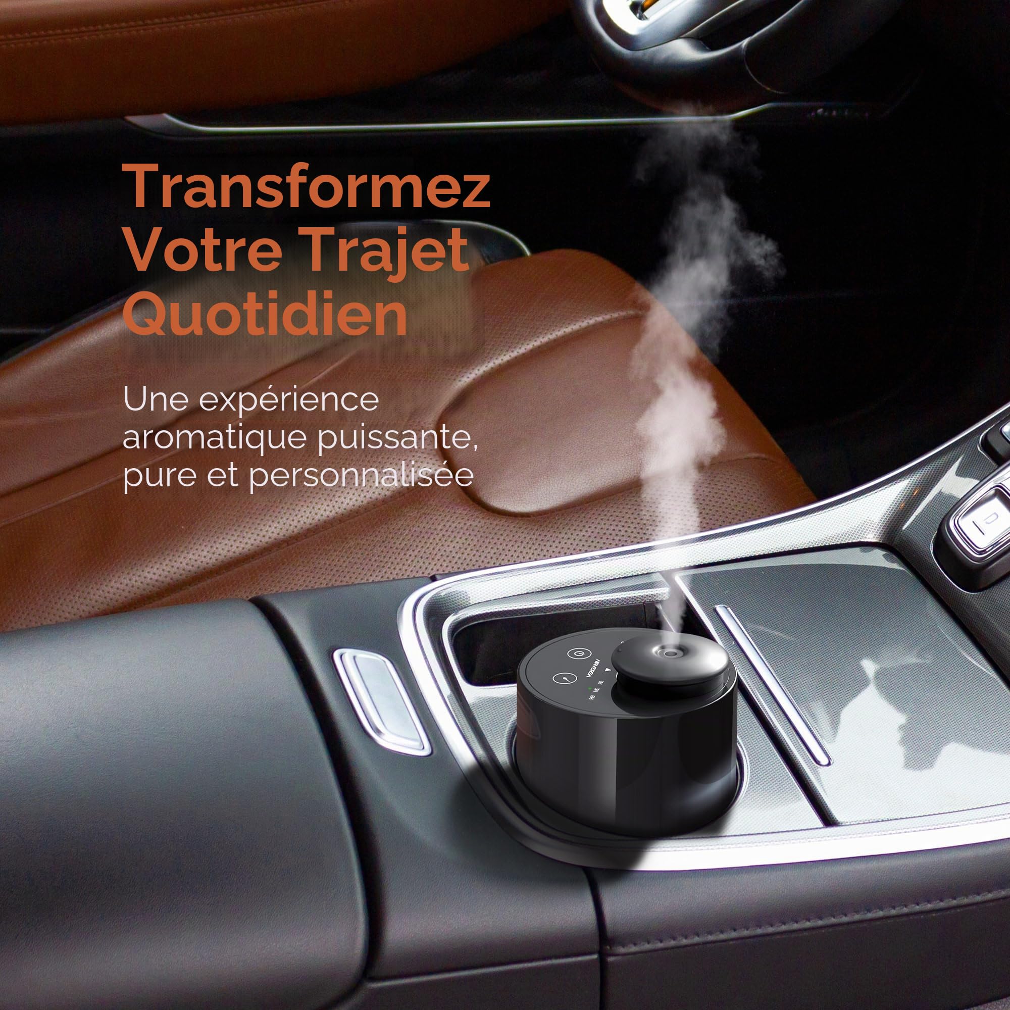 Airversa Diffuseur d'huiles essentielles sans Eau. Nébuliseur à Batterie, Mini arôme - Machine. Aromathérapie, 4 minuteurs, 3 Niveaux de Vapeur. pour la Maison, la Voiture, Le Bureau. AN6 Noir