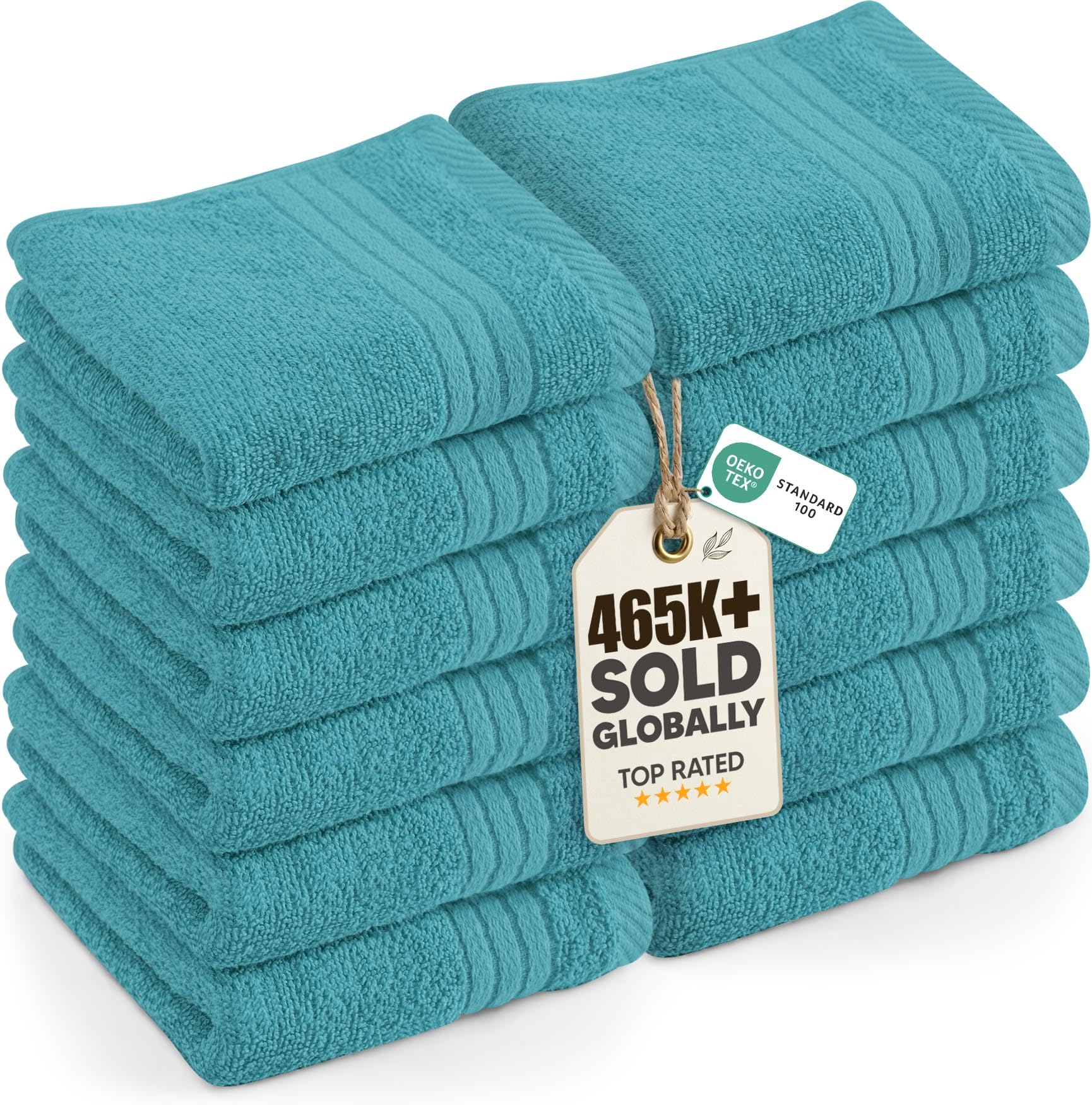 Utopia Towels 12 Pack Luxury Flannel Face Cloth Set, 30 x 30 CM, Turquoise