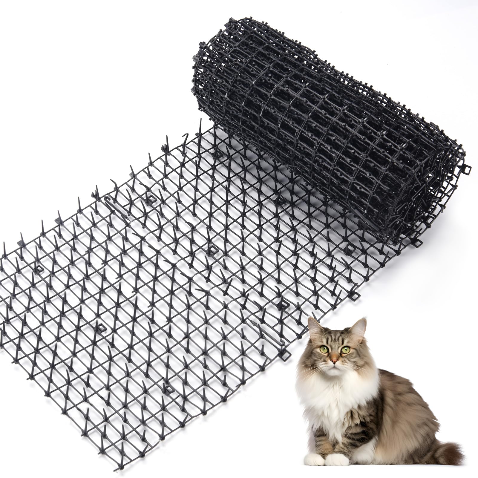Cat Scat Mat with Spikes Prickle Strips Anti-Cats Network Digging Stopper Pest Repellent Spike Deterrent Mat, 78 inchx11 inch